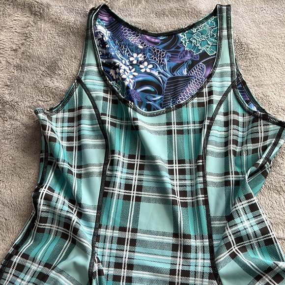 NWT Blackmilk Tartan Aqua vs Koi Purple Inside Out Dress ~ LIMITED Size Large - Picture 6 of 12
